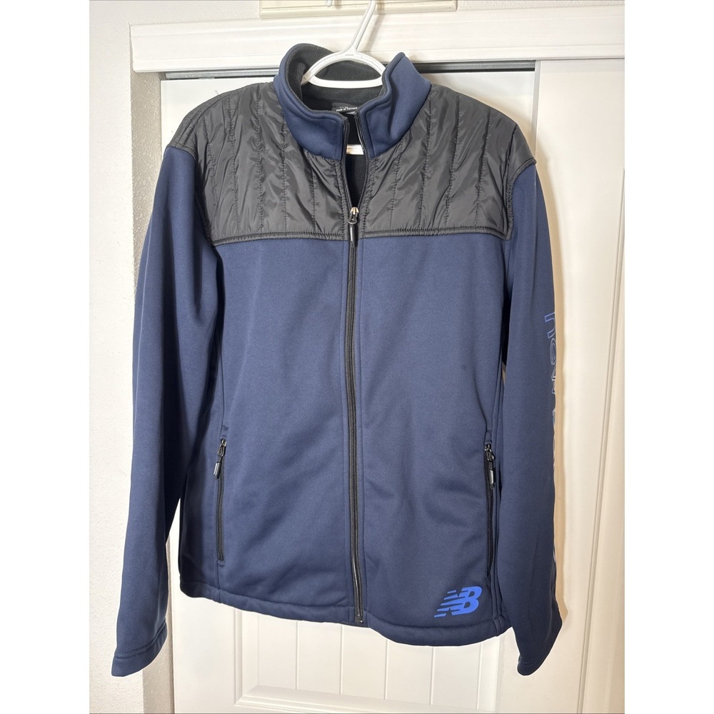 New Balance Jacket Mens Medium Blue Full Zip Softshell Athletic‎ Fleece Lined